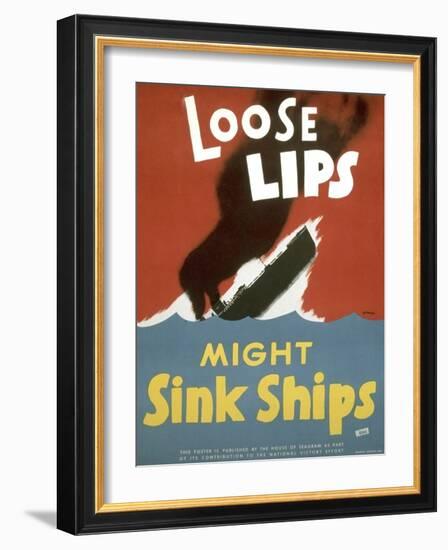 American WWII Poster, Loose Lips Might Sink Ships-null-Framed Photographic Print