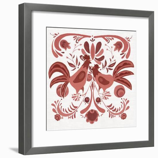 Americana Roosters II Red-Wild Apple Portfolio-Framed Art Print