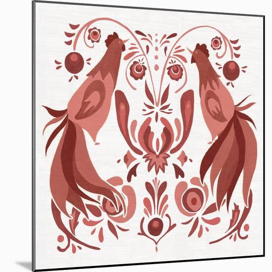 Americana Roosters III Red-Wild Apple Portfolio-Mounted Art Print