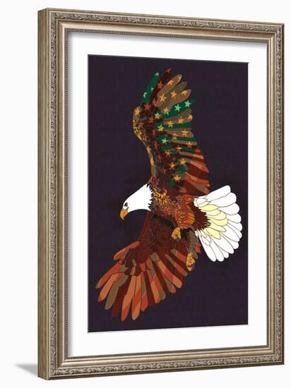 Americana - Soaring Eagle-Lantern Press-Framed Art Print