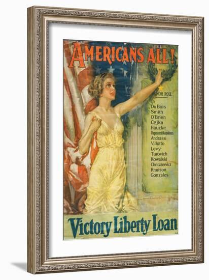 "Americans All!: Victory Liberty Loan", 1919-Howard Chandler Christy-Framed Giclee Print