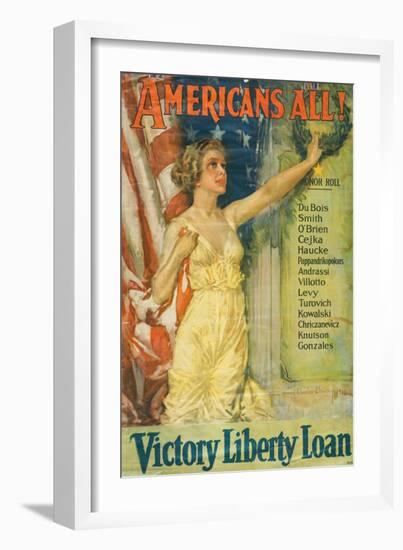 "Americans All!: Victory Liberty Loan", 1919-Howard Chandler Christy-Framed Giclee Print