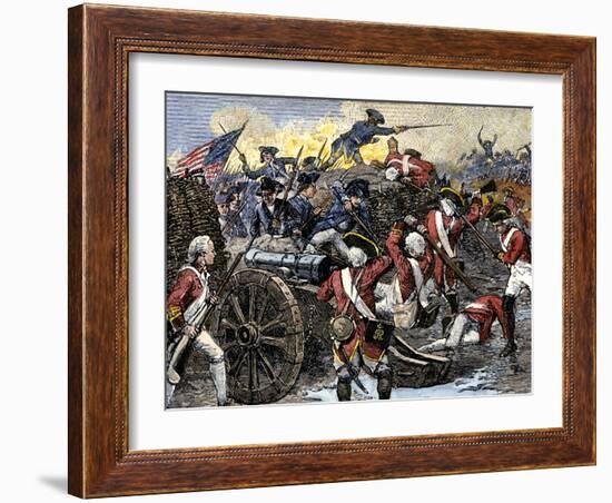 Americans Capturing a British Redoubt during the Battle of Yorktown, c.1781-null-Framed Giclee Print