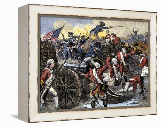 Americans Capturing a British Redoubt during the Battle of Yorktown, c.1781-null-Framed Premier Image Canvas