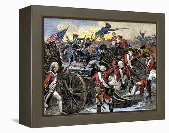 Americans Capturing a British Redoubt during the Battle of Yorktown, c.1781-null-Framed Premier Image Canvas