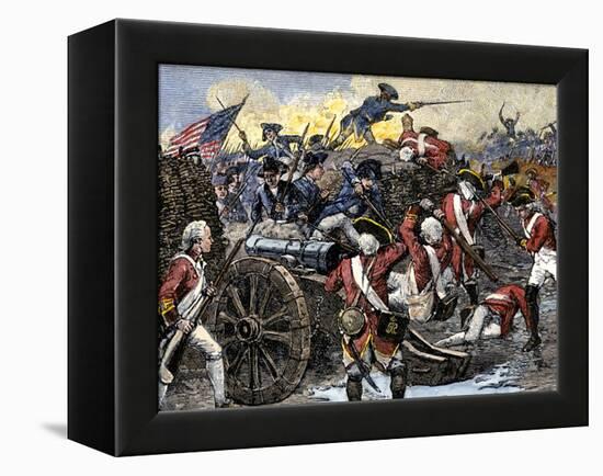 Americans Capturing a British Redoubt during the Battle of Yorktown, c.1781-null-Framed Premier Image Canvas