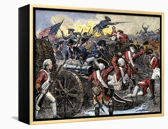 Americans Capturing a British Redoubt during the Battle of Yorktown, c.1781-null-Framed Premier Image Canvas