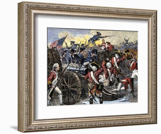 Americans Capturing a British Redoubt during the Battle of Yorktown, c.1781-null-Framed Giclee Print