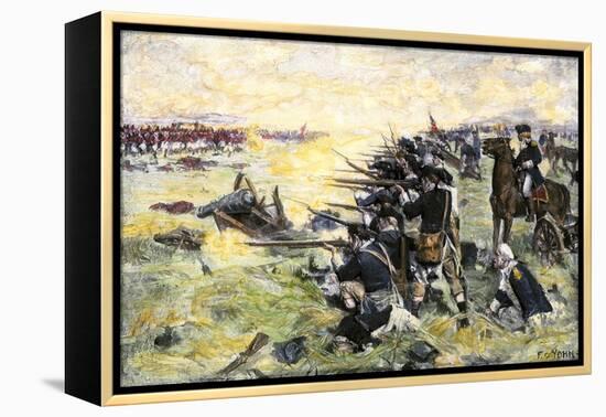 Americans Holding Their Ground at the Battle of the Brandywine, American Revolution, c.1777-null-Framed Premier Image Canvas