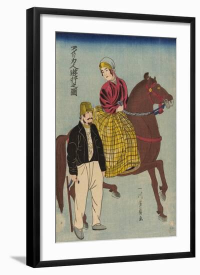 Americans on an Outing (Amerikajin Yuko No Zu), 1860-Utagawa Yoshikazu-Framed Giclee Print