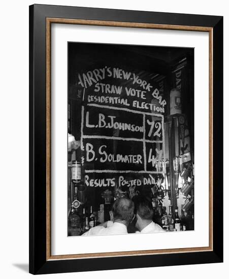 Americans Simulating a Vote in Harry's Bar, Paris During the American Presidential Election-null-Framed Photo