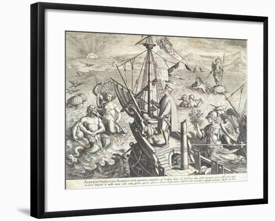 Amerigo Vespucci Sailing Towards America-null-Framed Giclee Print