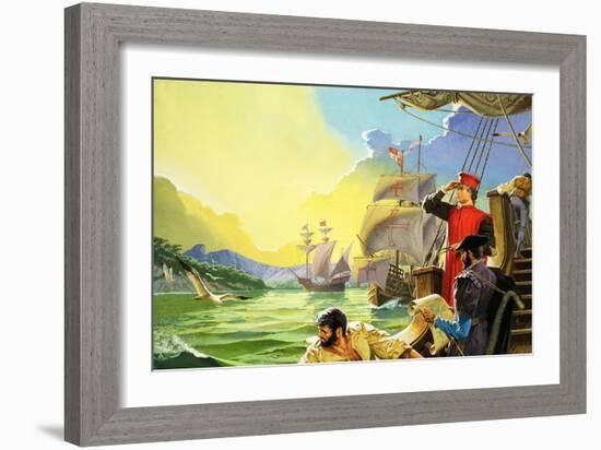 Amerigo Vespucci Sighting America-Severino Baraldi-Framed Giclee Print