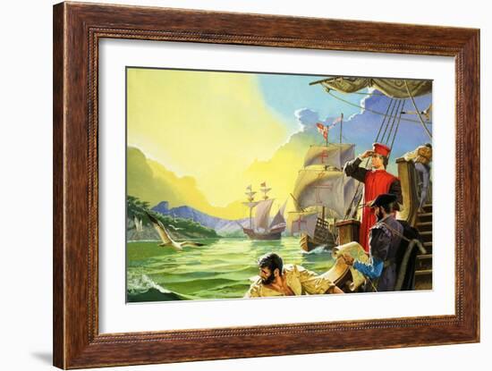 Amerigo Vespucci Sighting America-Severino Baraldi-Framed Giclee Print