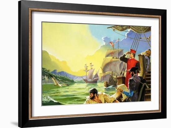 Amerigo Vespucci Sighting America-Severino Baraldi-Framed Giclee Print