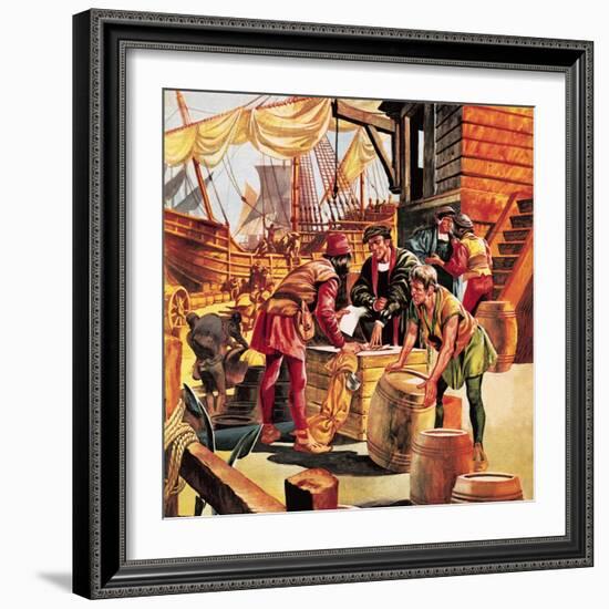 Amerigo Vespucci, the Man Who Gave America Its Name-Ron Embleton-Framed Giclee Print