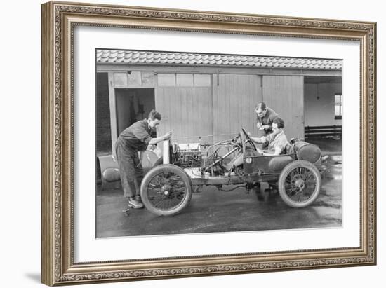 Amherst Villiers and a Mechanic Taking the Revs of a Bugatti Cordon Rouge, C1920S-null-Framed Photographic Print