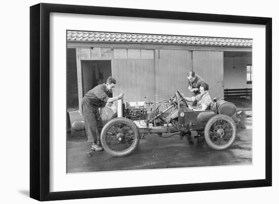 Amherst Villiers and a Mechanic Taking the Revs of a Bugatti Cordon Rouge, C1920S-null-Framed Photographic Print