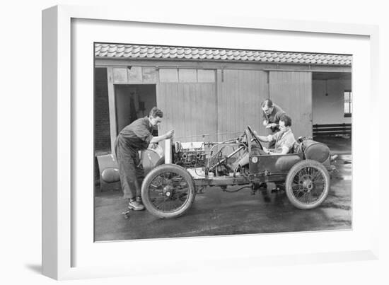 Amherst Villiers and a Mechanic Taking the Revs of a Bugatti Cordon Rouge, C1920S-null-Framed Photographic Print