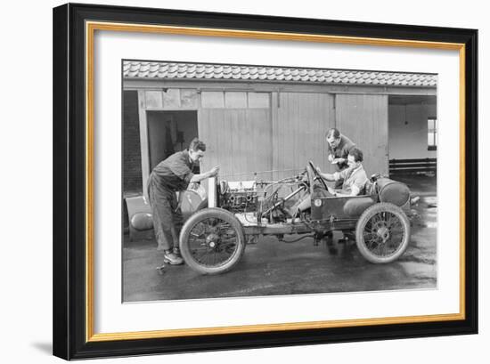 Amherst Villiers and a Mechanic Taking the Revs of a Bugatti Cordon Rouge, C1920S-null-Framed Photographic Print