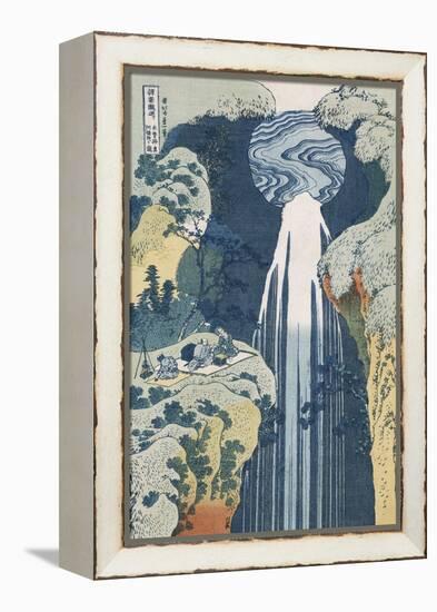 Amida Waterfall on the Kiso Highway, from series 'A Journey to the Waterfalls of all the Provinces'-Katsushika Hokusai-Framed Premier Image Canvas
