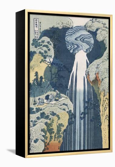 Amida Waterfall on the Kiso Highway'-Katsushika Hokusai-Framed Premier Image Canvas