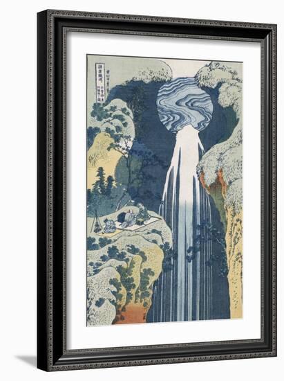 Amida Waterfall on the Kiso Highway'-Katsushika Hokusai-Framed Premium Giclee Print