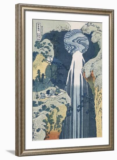 Amida Waterfall on the Kiso Highway'-Katsushika Hokusai-Framed Giclee Print