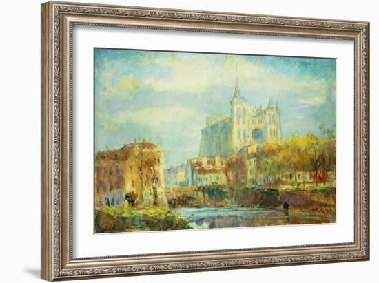 Amiens Cathedral in Autumn Sun; Cathedrale d'Amiens: Effet de Soleil Automne, 1910-Albert-Charles Lebourg-Framed Giclee Print