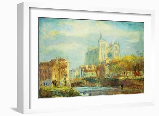 Amiens Cathedral in Autumn Sun; Cathedrale d'Amiens: Effet de Soleil Automne, 1910-Albert-Charles Lebourg-Framed Giclee Print