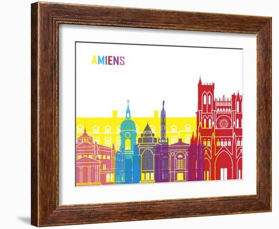 Amiens Skyline Pop-paulrommer-Framed Art Print