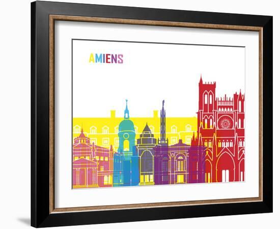 Amiens Skyline Pop-paulrommer-Framed Art Print