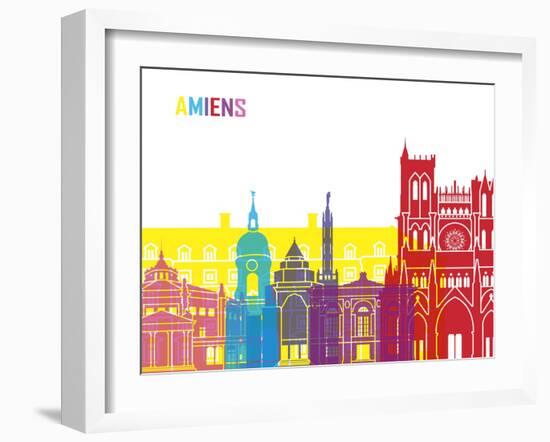 Amiens Skyline Pop-paulrommer-Framed Art Print