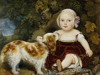 A Young Child with a Brown and White Spaniel by a Leafy Bank, 19th Century-Amila Guillot-saguez-Giclee Print