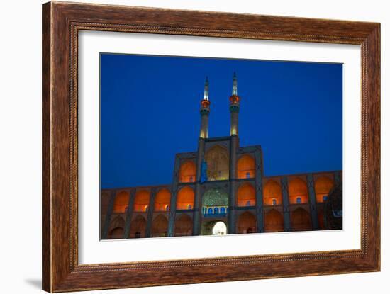Amir Chakhmagh Complex floodlit, Yazd, Iran, Middle East-James Strachan-Framed Photographic Print