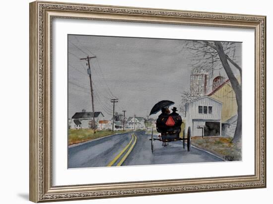 Amish Buggy,Honeywell,Pa., 2002, (Watercolor)-Anthony Butera-Framed Giclee Print