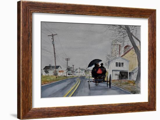 Amish Buggy,Honeywell,Pa., 2002, (Watercolor)-Anthony Butera-Framed Giclee Print