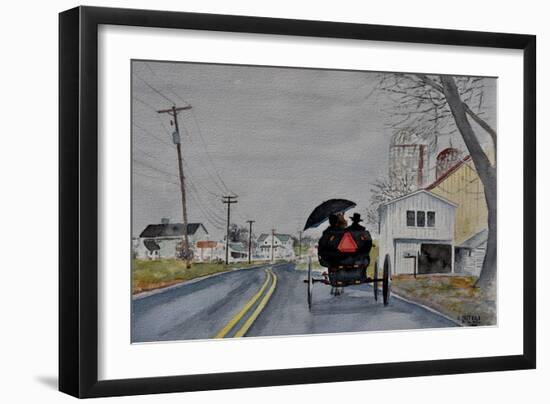 Amish Buggy,Honeywell,Pa., 2002, (Watercolor)-Anthony Butera-Framed Giclee Print