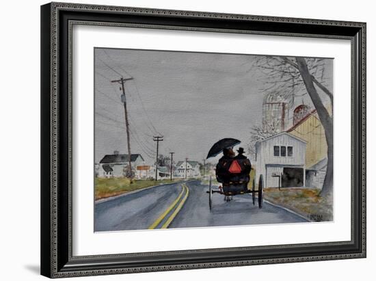 Amish Buggy,Honeywell,Pa., 2002, (Watercolor)-Anthony Butera-Framed Giclee Print