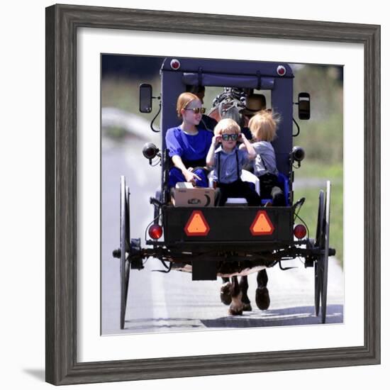Amish Children Sport Fashion Sunglasses-null-Framed Photographic Print