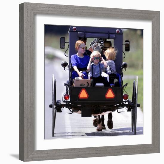 Amish Children Sport Fashion Sunglasses-null-Framed Photographic Print