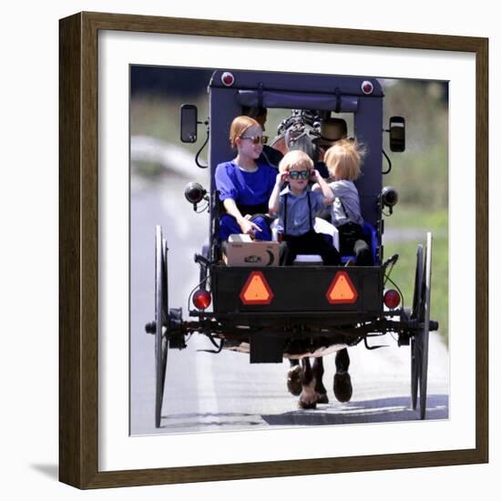 Amish Children Sport Fashion Sunglasses-null-Framed Photographic Print