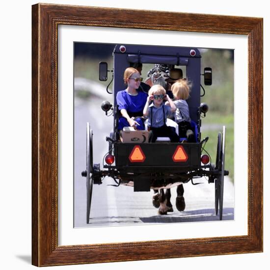 Amish Children Sport Fashion Sunglasses-null-Framed Photographic Print