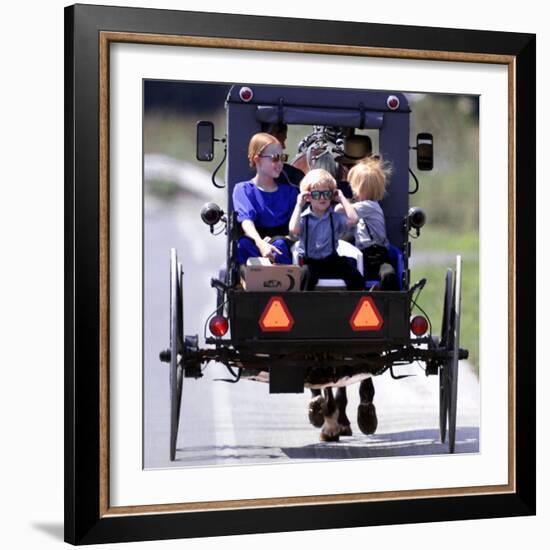 Amish Children Sport Fashion Sunglasses-null-Framed Photographic Print