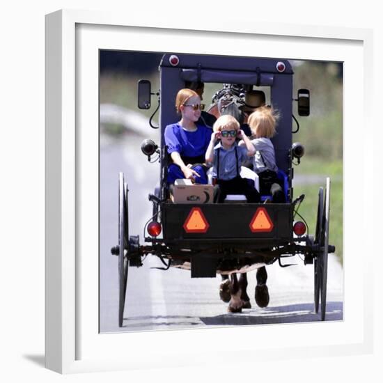 Amish Children Sport Fashion Sunglasses-null-Framed Photographic Print