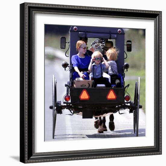 Amish Children Sport Fashion Sunglasses-null-Framed Photographic Print