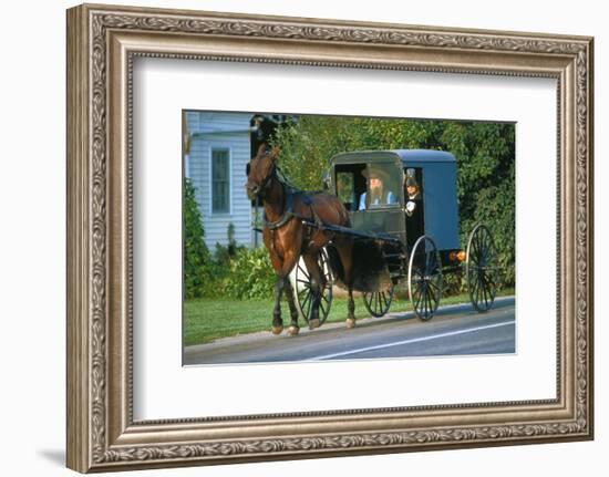 Amish in a carriage, Pennsylvania, USA-null-Framed Art Print