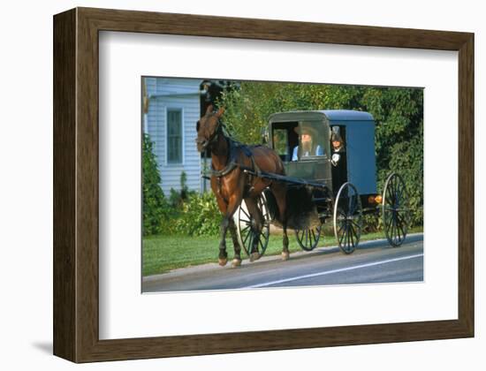 Amish in a carriage, Pennsylvania, USA-null-Framed Art Print