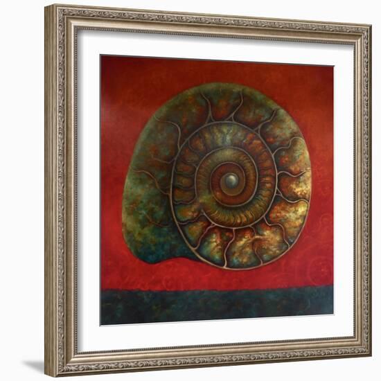 Ammonite Red and Green, 2020, (Oil on Canvas)-Lee Campbell-Framed Giclee Print