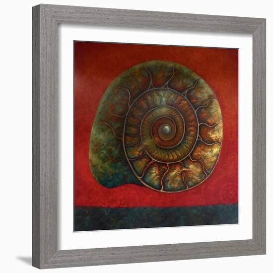 Ammonite Red and Green, 2020, (Oil on Canvas)-Lee Campbell-Framed Giclee Print